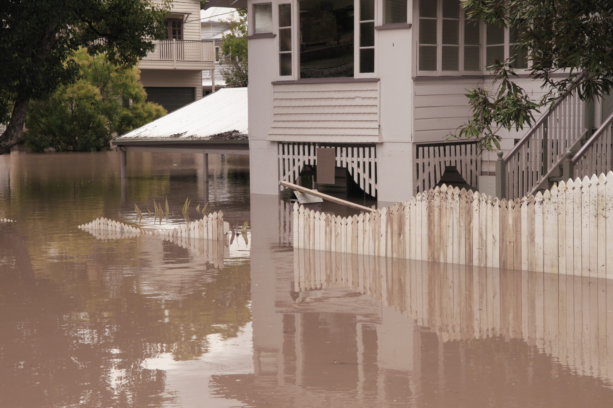 Queenslander house during flooding