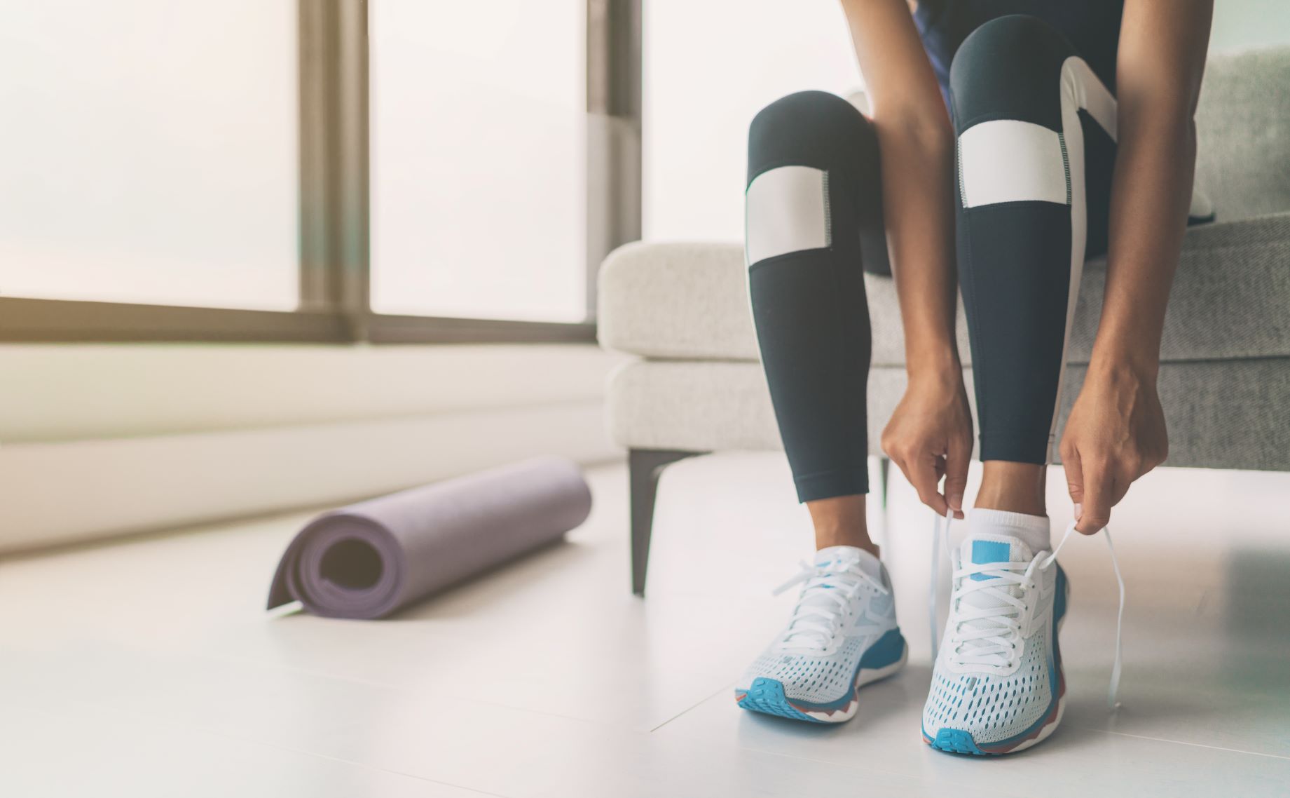 Lady getting ready for a jog